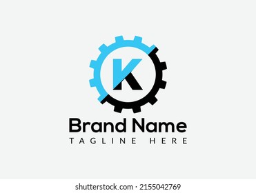 Logo Tecnológico En Plantilla De Letra K. Logotipo técnico en letra K, plantilla inicial de concepto de signo técnico