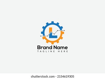 Logo Tecnológico En La Plantilla De Letra L. Logotipo técnico en la letra L, plantilla inicial de concepto de signo técnico