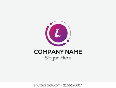 Tech Logo On Letter L Template. Tech Logo On L Letter, Initial Tech Sign Concept Template