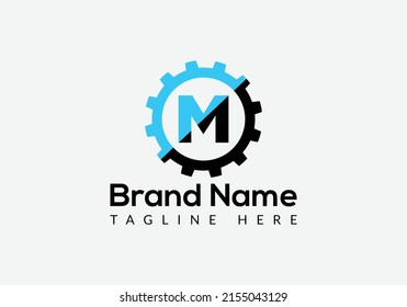 Tech Logo On Letter M Template. Tech Logo On M Letter, Initial Tech Sign Concept Template