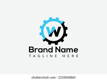 Logo Tecnológico En Plantilla De Letra W. Logotipo técnico en letra W, plantilla inicial de concepto de signo técnico