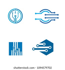 Tech logo, set technology vector icon.