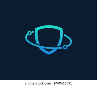 Tech logo shield vector design 