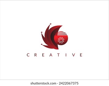 Tech Logo Simple Combination Red Color.