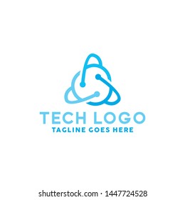 Tech Logo For Technology Design With Colorful Style Concept. Shape Logo Company with Modern Circle and Network Symbols Concept. Connect Icon for Business, Studio, Network, Internet
