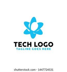 Tech Logo For Technology Design With Colorful Style Concept. Shape Logo Company with Modern Circle and Network Symbols Concept. Connect Icon for Business, Studio, Network, Internet