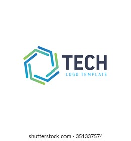 Tech logo. Technology logo. Geometric logo. Hexagon logo