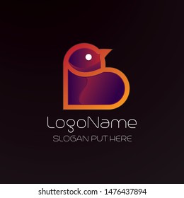 Tech Love bird logo vector design template
