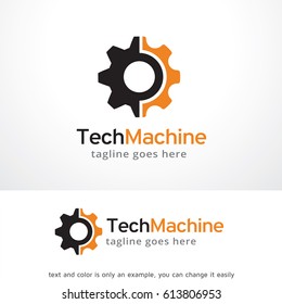 Tech Machine Logo Template Design Vector, Emblem, Design Concept, Creative Symbol, Icon
