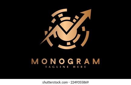 Tech Marketing service abstract monogram vector logo template