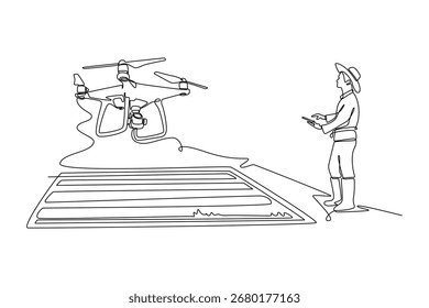 Tech meets food concept. Single line draw design. Vector graphic illustration
