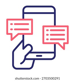 Tech Message Icon Line Color Style Vector Illustration