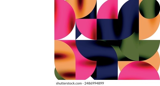 Tech minimal circular shapes geometric art. Vector modern circles