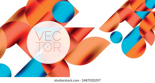 Tech minimal circular shapes geometric art. Vector modern circles