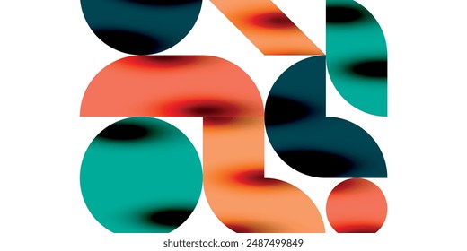 Tech minimal circular shapes geometric art. Vector modern circles