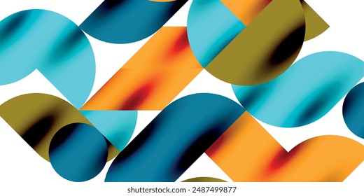 Tech minimal circular shapes geometric art. Vector modern circles