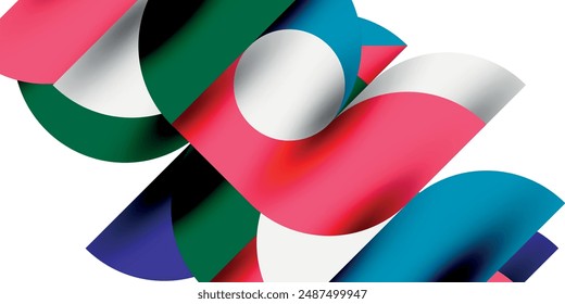 Tech minimal circular shapes geometric art. Vector modern circles