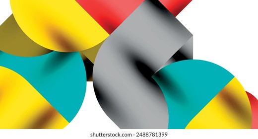 Tech minimal circular shapes geometric art. Vector modern circles