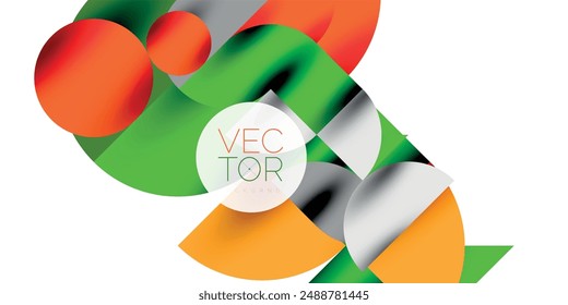 Tech minimal circular shapes geometric art. Vector modern circles