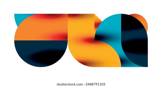 Tech minimal circular shapes geometric art. Vector modern circles