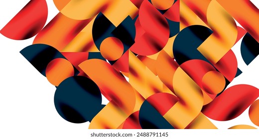 Tech minimal circular shapes geometric art. Vector modern circles