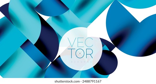 Tech minimal circular shapes geometric art. Vector modern circles