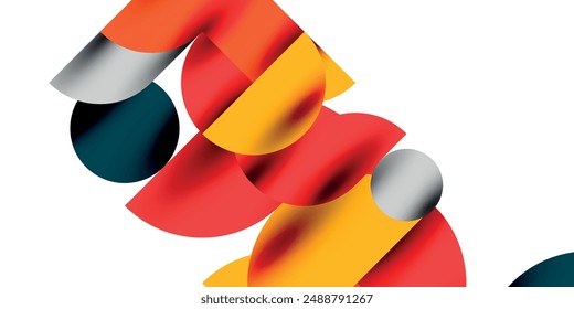 Tech minimal circular shapes geometric art. Vector modern circles