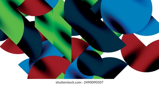 Tech minimal circular shapes geometric art. Vector modern circles