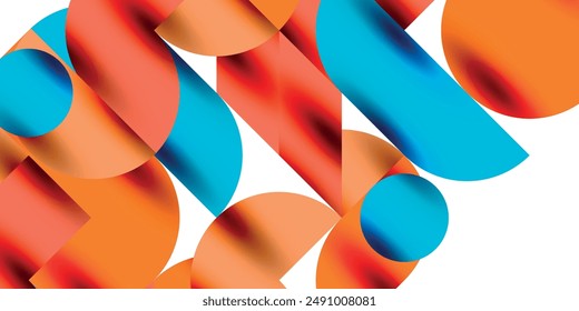 Tech minimal circular shapes geometric art. Vector modern circles