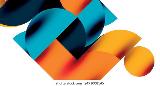 Tech minimal circular shapes geometric art. Vector modern circles