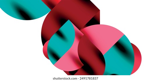 Tech minimal circular shapes geometric art. Vector modern circles
