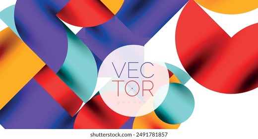 Tech minimal circular shapes geometric art. Vector modern circles