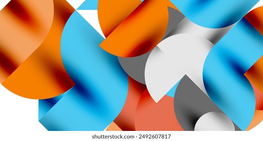 Tech minimal circular shapes geometric art. Vector modern circles