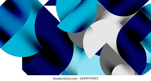 Tech minimal circular shapes geometric art. Vector modern circles