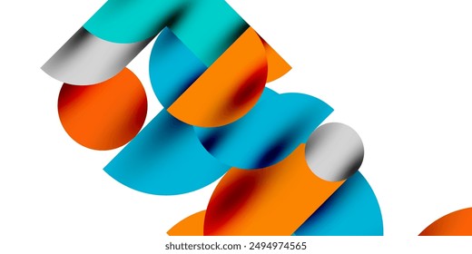 Tech minimal circular shapes geometric art. Vector modern circles