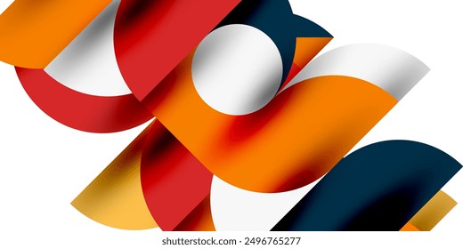 Tech minimal circular shapes geometric art. Vector modern circles