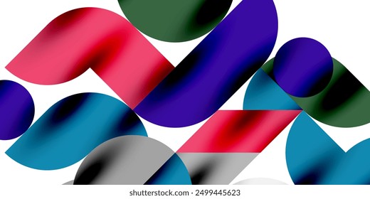 Tech minimal circular shapes geometric art. Vector modern circles