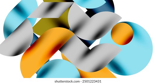 Tech minimal circular shapes geometric art. Vector modern circles