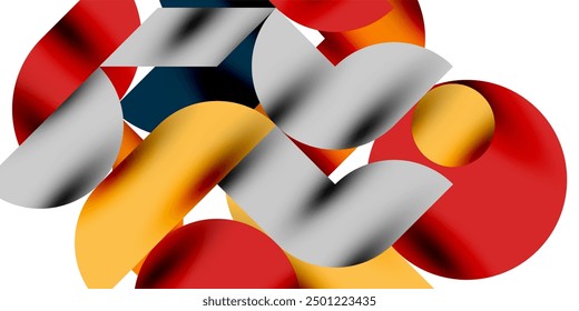 Tech minimal circular shapes geometric art. Vector modern circles