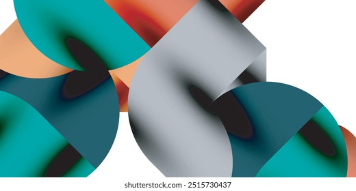 Tech minimal circular shapes geometric art. Vector modern circles