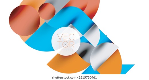 Tech minimal circular shapes geometric art. Vector modern circles
