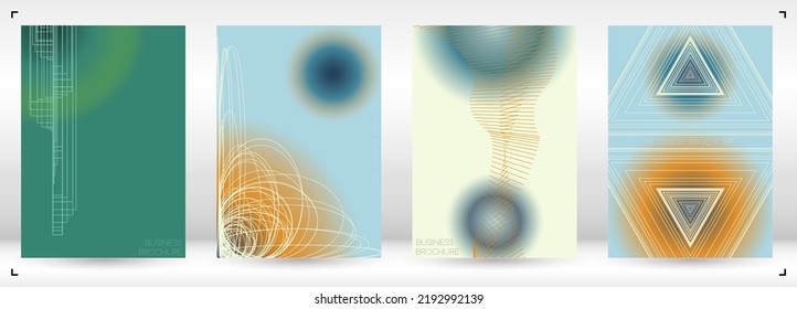 Tech Minimal Geometric Vector Poster Design with Lines and Gradient Colorful Circles. Set of Abstract Backgrounds for Covers, Flyers, Templates, Booklets, Cards, Brochures, Branding, etc.