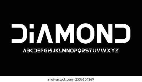 Tech modern futuristic sans serif alphabet display font vector illustration