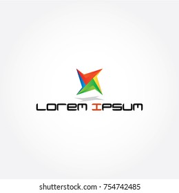 Tech modern logo with a cool shape in four combined colors