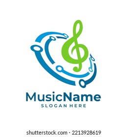 Tech Music Logo Vector. Circuit Music logo design template