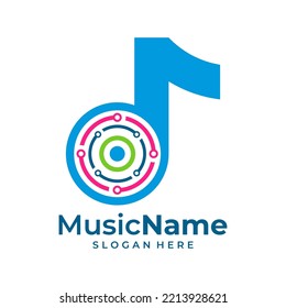 Tech Music Logo Vector. Circuit Music logo design template