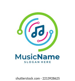 Tech Music Logo Vector. Circuit Music logo design template