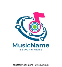 Tech Music Logo Vector. Circuit Music logo design template