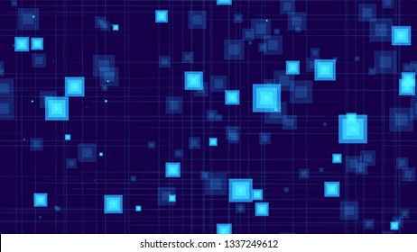 Tech Neon Seamless Landing Page Background. Vibrant Modern Matrix Design. Cover Pattern with Neon Shapes. Digital Cover Background.