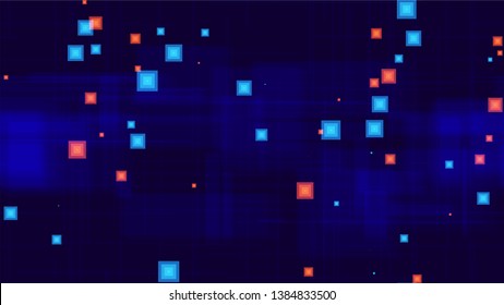 Tech Neon Seamless Landing Page Background. Texture with Bright Rectangles. Cover Pattern with Neon Shapes. Futuristic Led Background.
